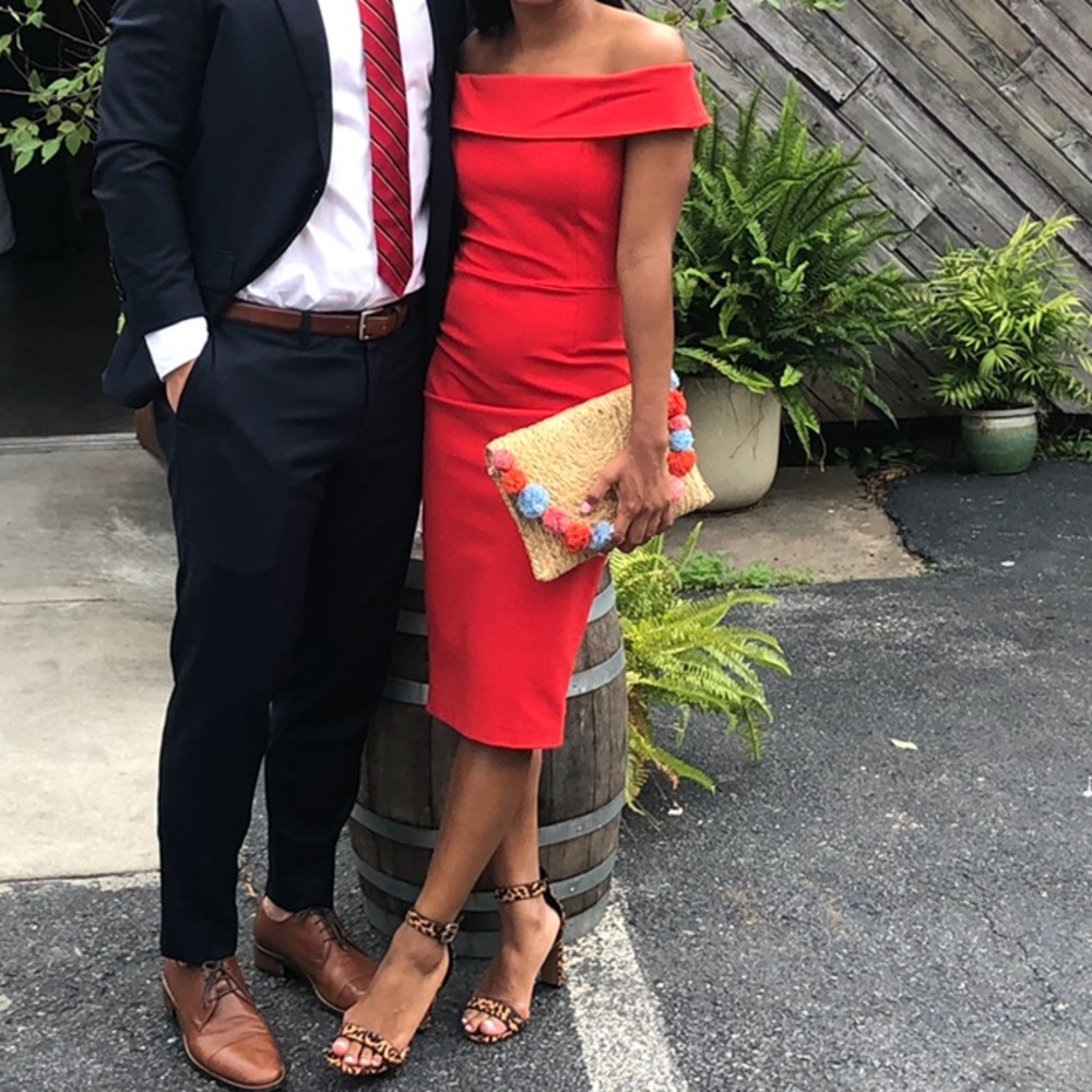 Beautiful off the shoulder Zara red pencil dress